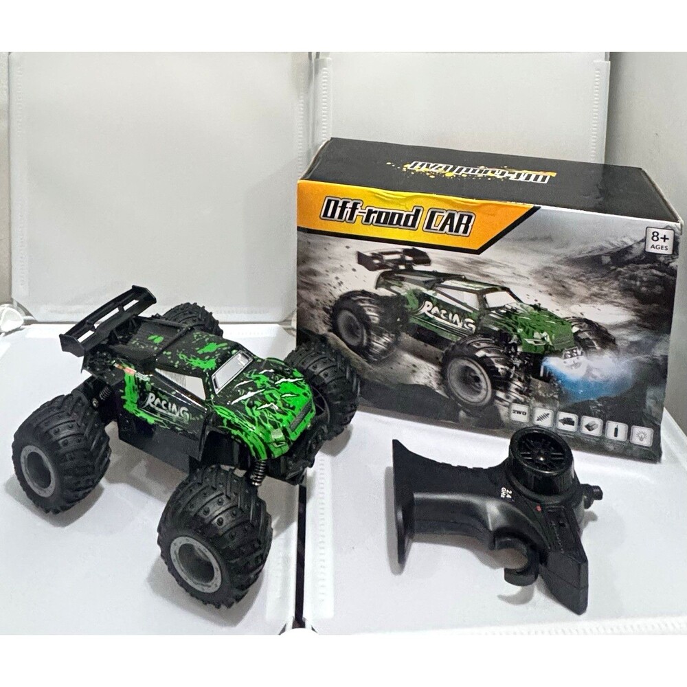Off Road RC Car 2.4GHz Monster Truck Green Spray Mist LED Lights Remote Included